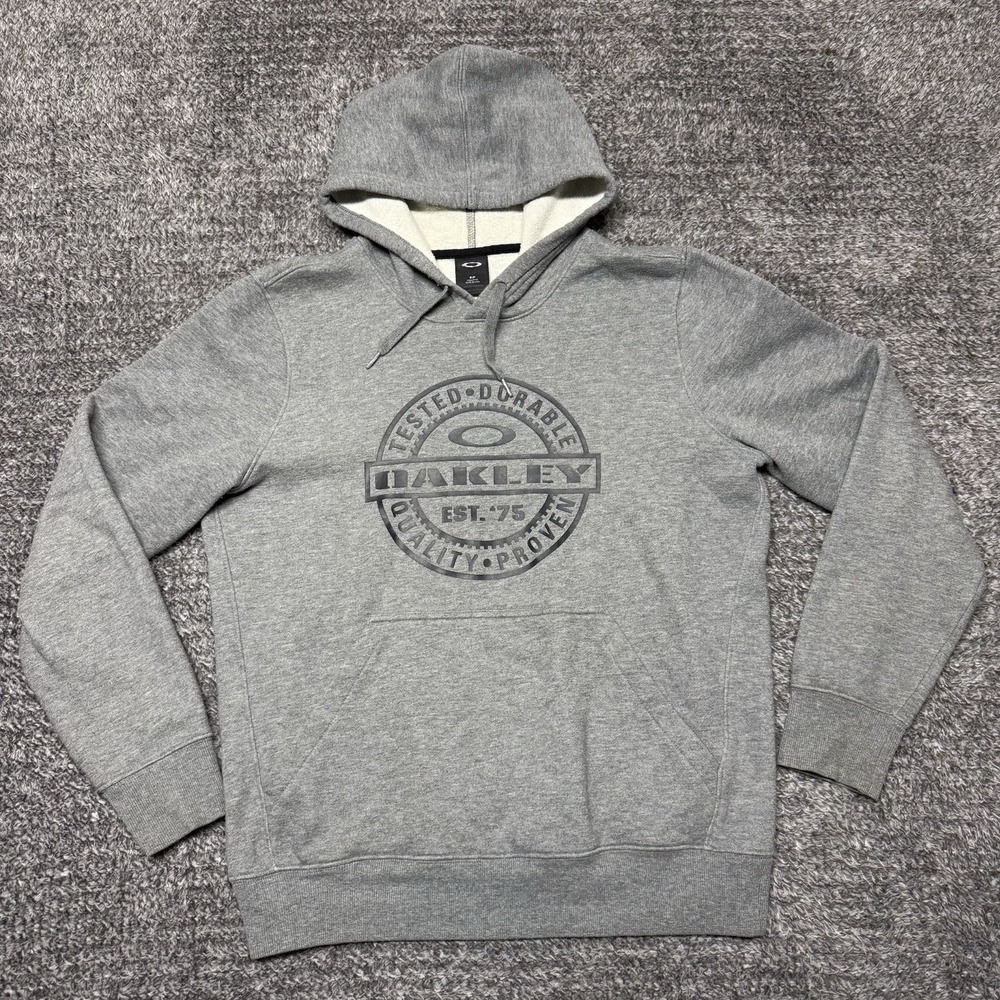 Vintage Oakley Hoodie‎ Tested Durable Quality Proven Sweatshirt 2000s Gray Small
